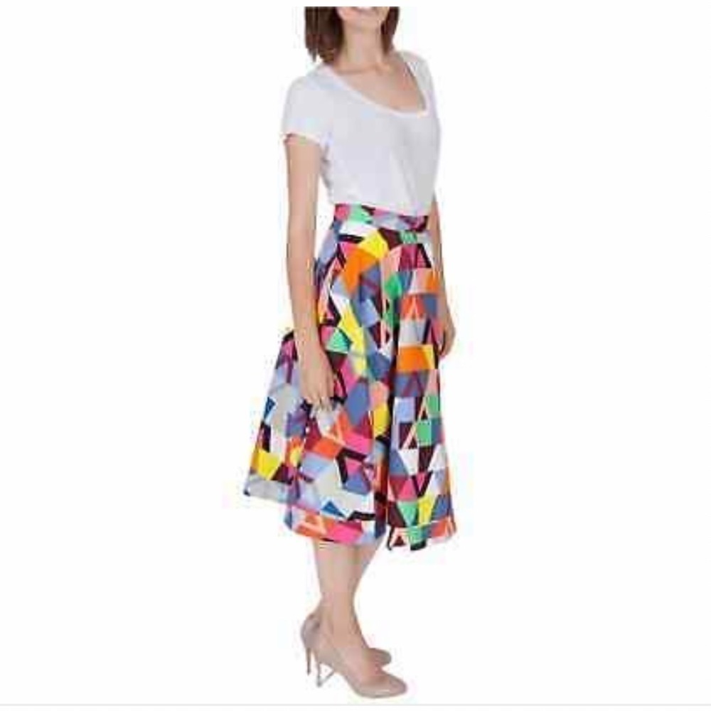 Plenty By Tracy Reece Women's Geo-Stripe Circle Skirt